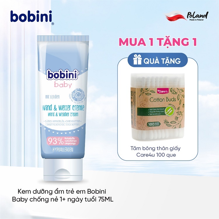 Kem dưỡng ẩm trẻ em Bobini Baby chống nẻ 1+ ngày tuổi 75ML