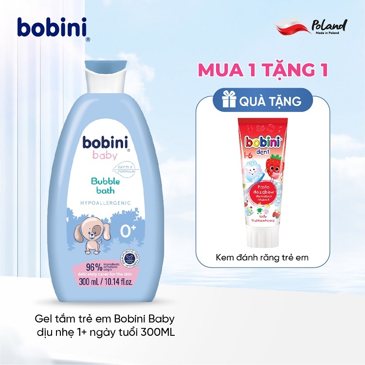 Gel tắm trẻ em Bobini Baby dịu nhẹ 1+ ngày tuổi 300ML