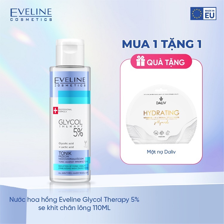 Nước hoa hồng Eveline Glycol Therapy 5% se khít chân lông 110ML