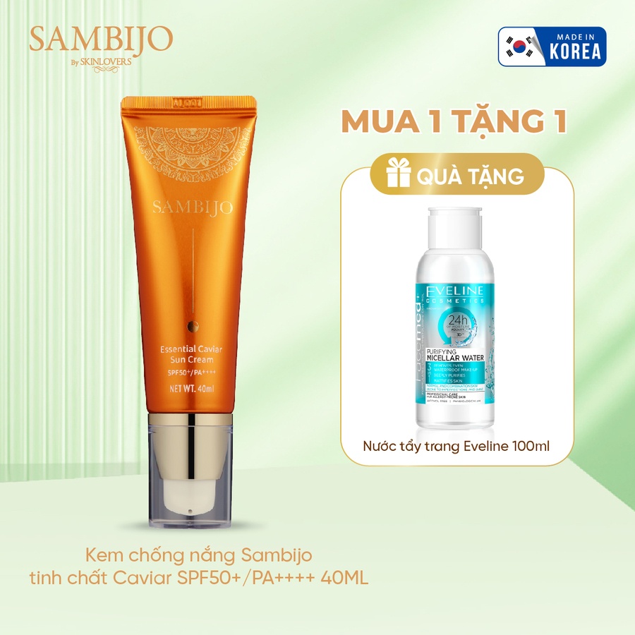 Kem chống nắng SAMBIJO nâng tông trắng hồng tinh chất Caviar SPF50+/PA++++ 40ML