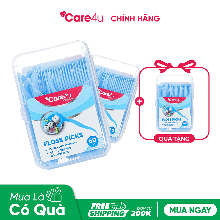 [Mua 2 tặng 1] Combo 2 Chỉ kẽ răng Care4u hộp 60 chiếc_CARE6000X