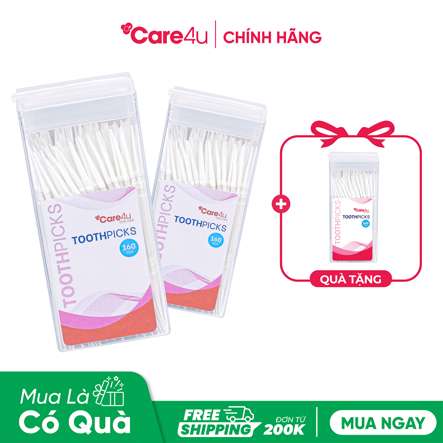 [Mua 2 tặng 1] Combo 2 Tăm nhựa Care4u 160 chiếc (CARE8044)