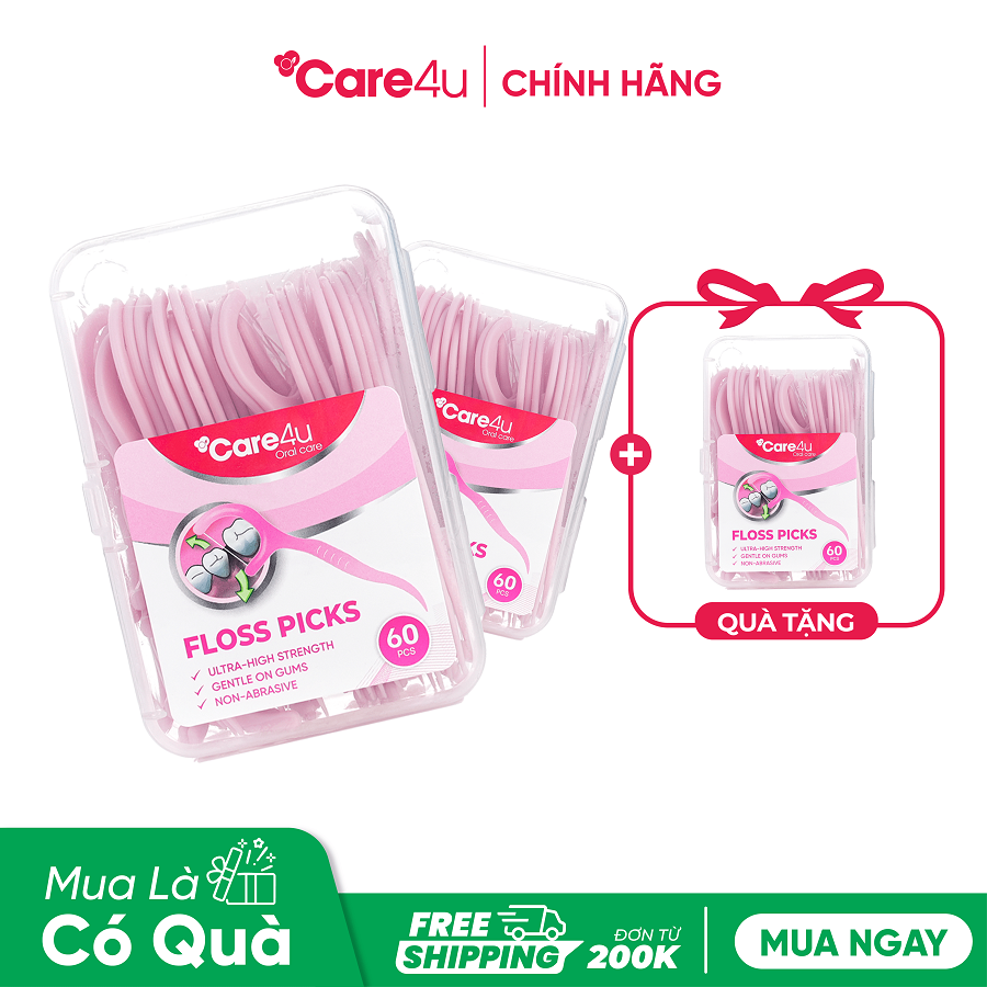 [Mua 2 tặng 1] Combo 2 Chỉ kẽ răng Care4u hộp 60 chiếc_CARE6000H