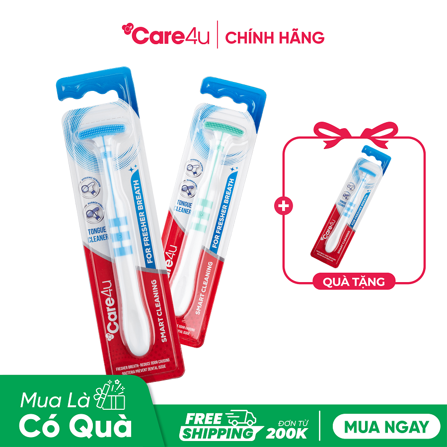[Mua 2 tặng 1] Combo 2 Dụng cụ làm sạch lưỡi Care4u (CARE1845)
