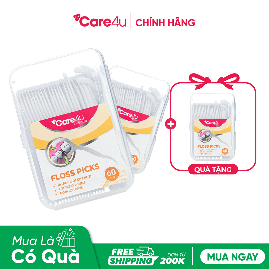 [Mua 2 tặng 1] Combo 2 Chỉ kẽ răng Care4u hộp 60 chiếc_CARE6000T