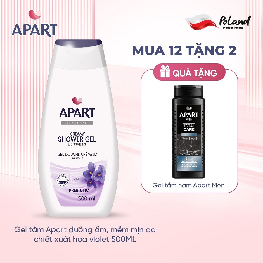 Combo 12 Gel tắm Apart dưỡng ẩm, mềm mịn da chiết xuất hoa violet 500ML (APAR5348)
