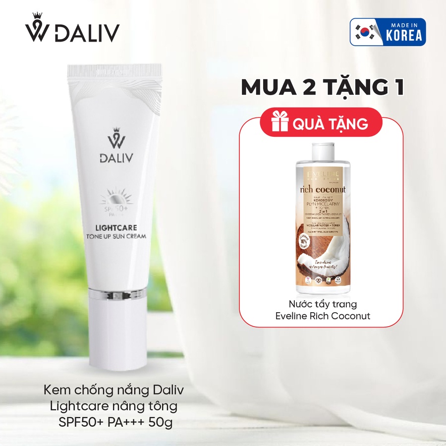 Combo 2 Kem chống nắng Daliv Lightcare nâng tông SPF50+ PA+++ 50g (DALI1962)