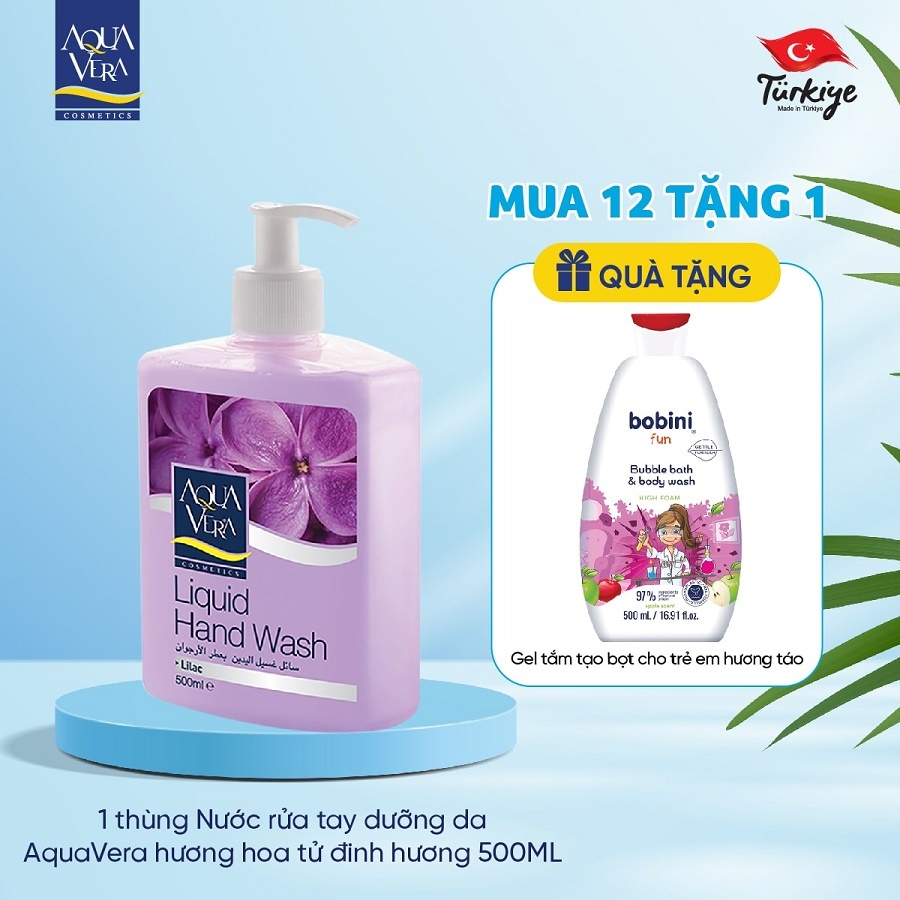 Combo 12 Nước rửa tay dưỡng da AquaVera hương hoa tử đinh hương 500ML (AQUA2003)
