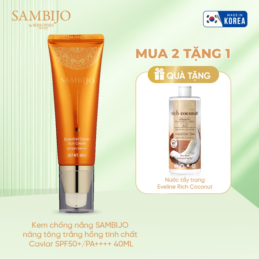 Combo 2 Kem chống nắng SAMBIJO nâng tông trắng hồng tinh chất Caviar SPF50+/PA++++ 40ML (SAMB0036)