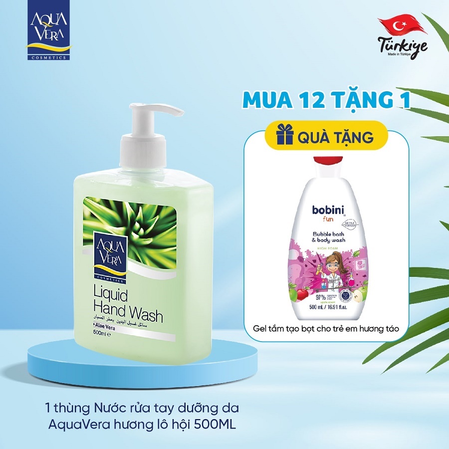 Combo 12 Nước rửa tay dưỡng da AquaVera hương lô hội 500ML (AQUA2005)
