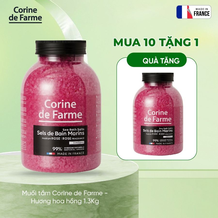 Combo 10 Muối tắm Corine de Farme - Hương hoa hồng 1.3Kg (CDFM3022)