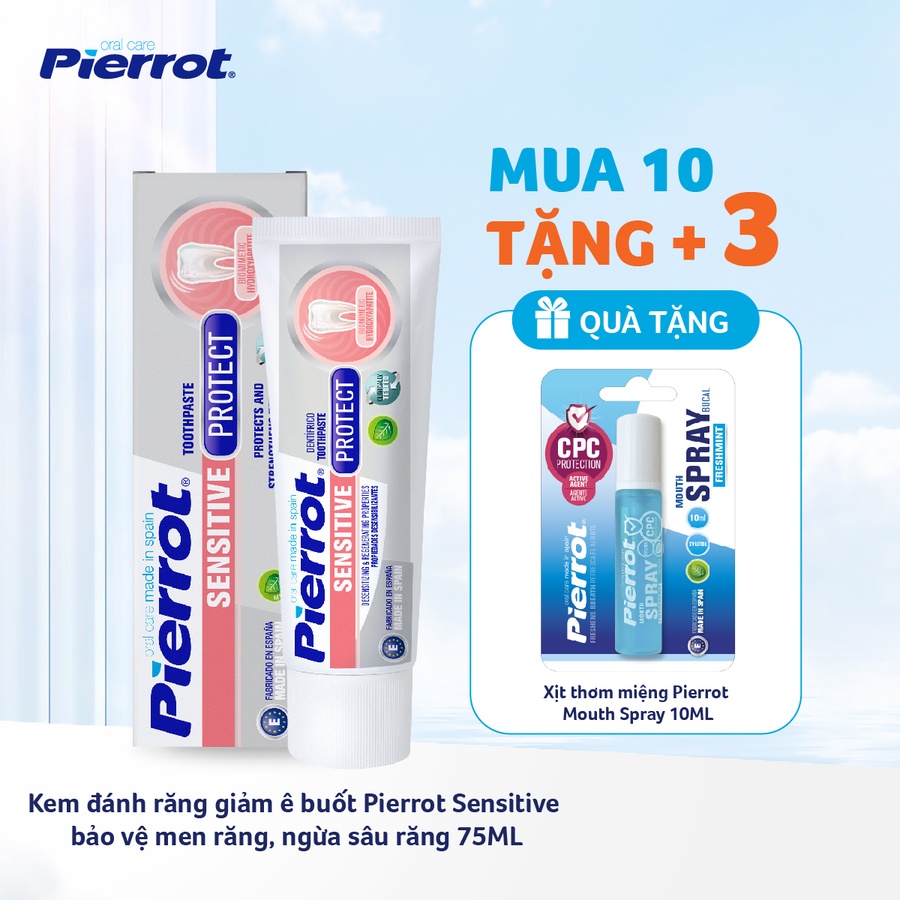 Combo 10 Kem đánh răng giảm ê buốt Pierrot Sensitive bảo vệ men răng, ngừa sâu răng 75ML (PIER0611)