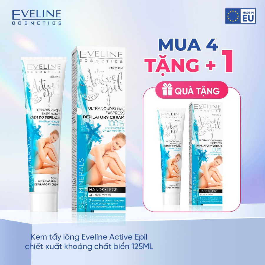 Combo 4 Kem tẩy lông Eveline Active Epil chiết xuất khoáng chất biển 125ML (EVEL6761)