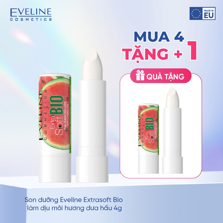 Combo 4 Son dưỡng Eveline Extra Soft Bio làm dịu môi hương dưa hấu 4g (EVEL2769)