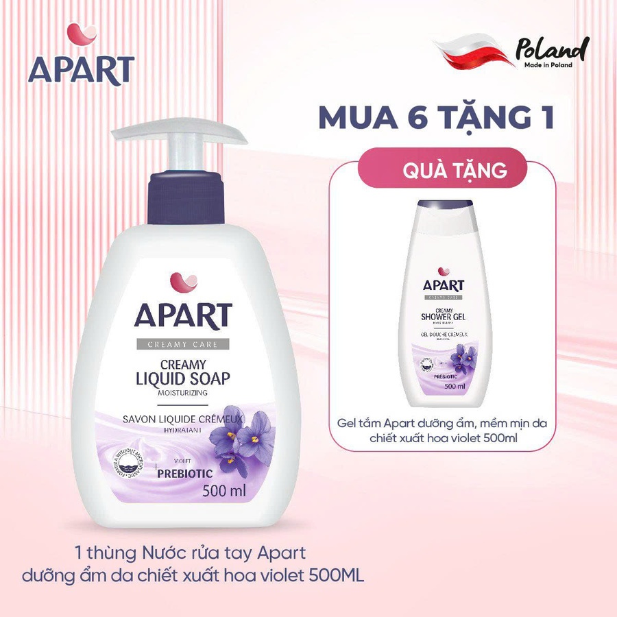 Combo 6 Nước rửa tay Apart dưỡng ẩm da chiết xuất hoa violet 500ML (APAR5336)