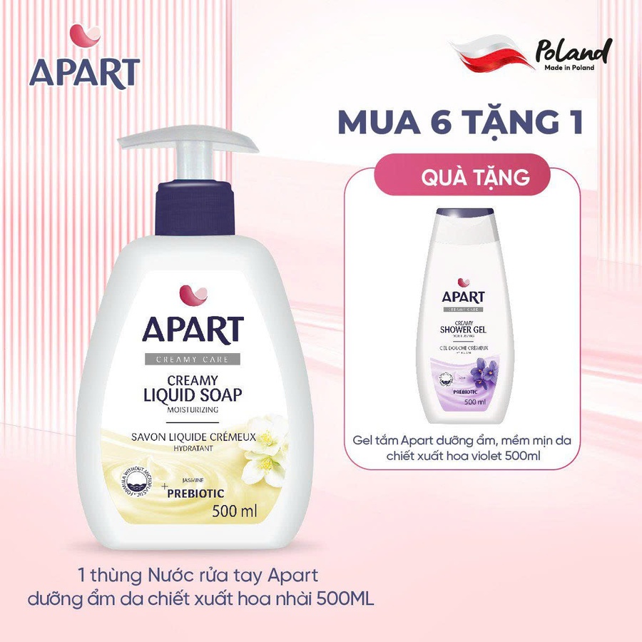 Combo 6 Nước rửa tay Apart dưỡng ẩm da chiết xuất hoa nhài 500ML (APAR5334)