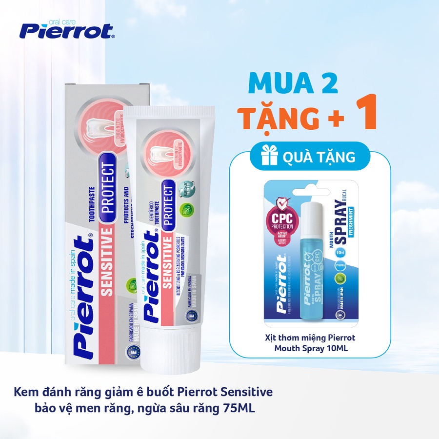 Combo 2 Kem đánh răng giảm ê buốt Pierrot Sensitive bảo vệ men răng, ngừa sâu răng 75ML (PIER0611)