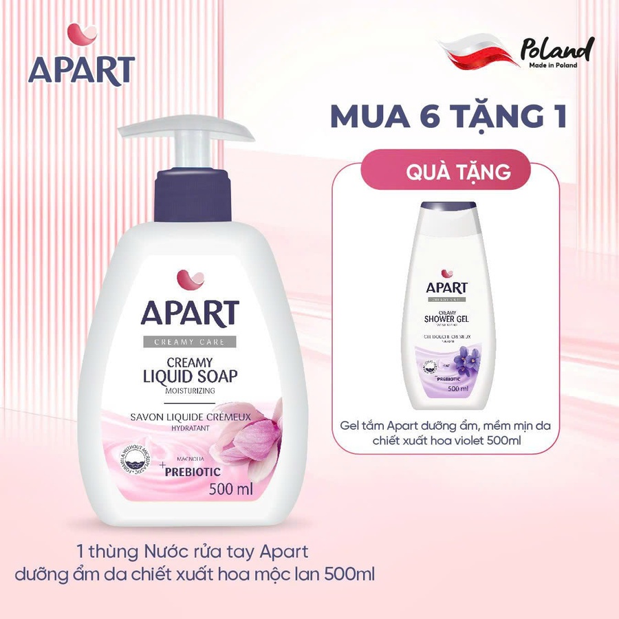 Combo 6 Nước rửa tay Apart dưỡng ẩm da chiết xuất hoa mộc lan 500ML (APAR5332)