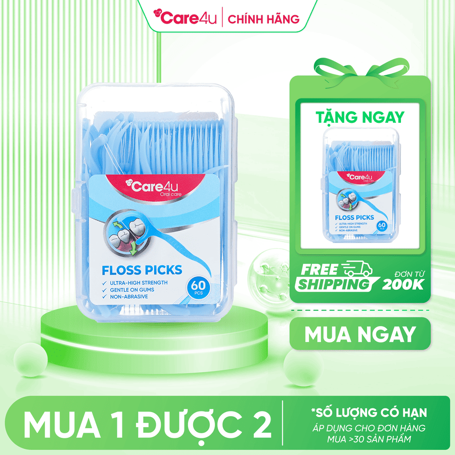 [Mua 1 tặng 1] Chỉ kẽ răng Care4u hộp 60 chiếc_CARE6000X