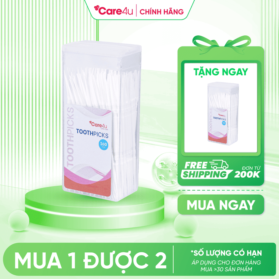 [Mua 1 tặng 1] Tăm nhựa Care4u 160 chiếc