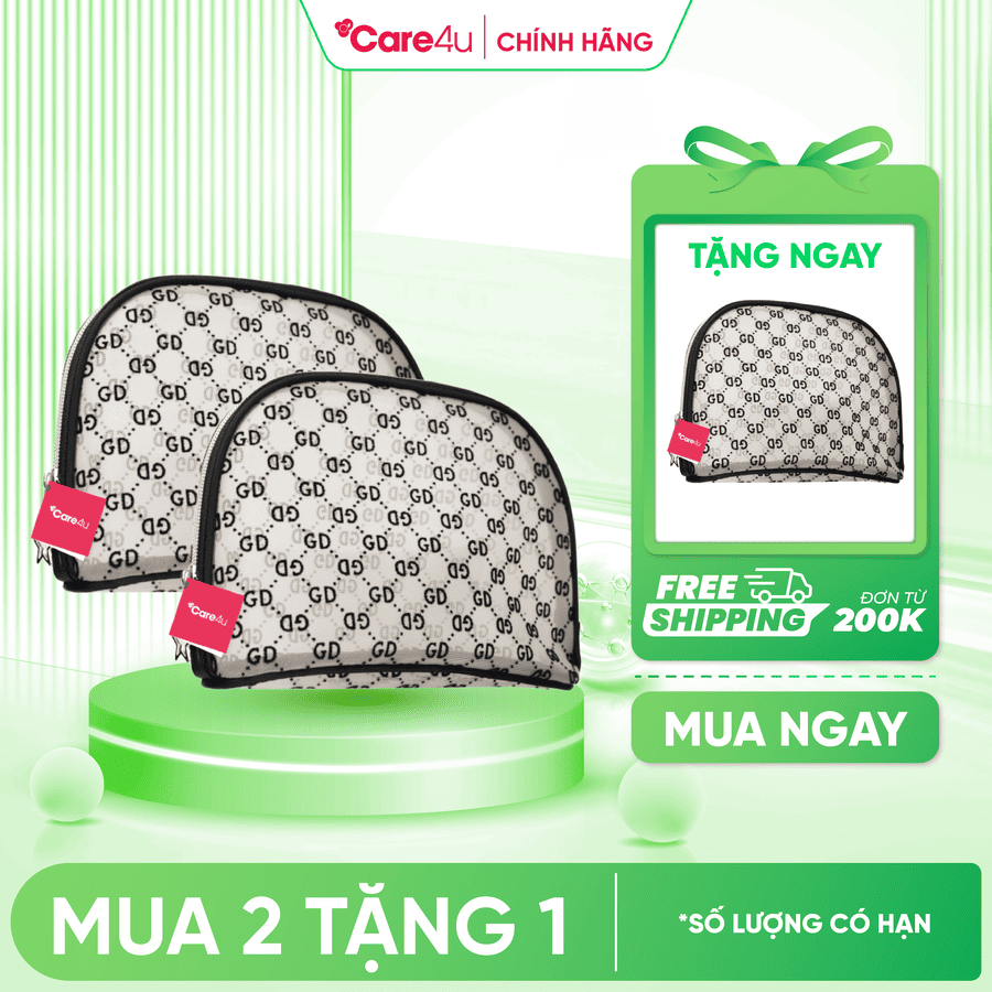 [Mua 2 tặng 1] Combo 2 Túi đựng mỹ phẩm cao cấp họa tiết sang trọng Care4u 22x6x13 cm (CARE9027)