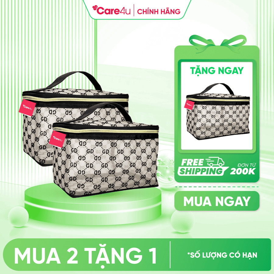 [Mua 2 tặng 1] Combo 2 Túi đựng mỹ phẩm cao cấp họa tiết sang trọng Care4u 21x12x13 cm (CARE9024)