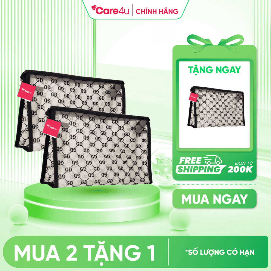 [Mua 2 tặng 1] Combo 2 Túi đựng mỹ phẩm cao cấp họa tiết sang trọng Care4u 21.5x8.5x14.5 cm (CARE9026)