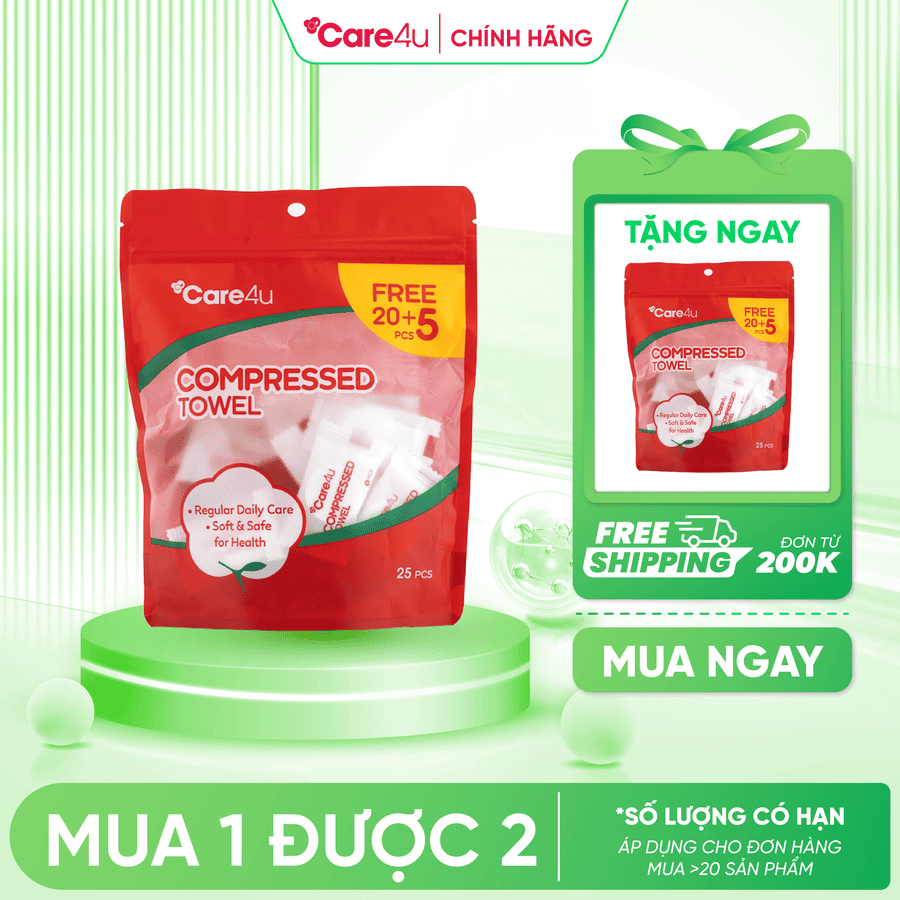 [Mua 1 tặng 1] Khăn nén Care4u 25 viên