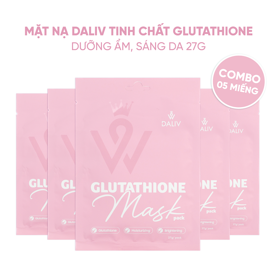 Combo 5 Mặt nạ Daliv tinh chất Glutathione dưỡng ẩm, sáng da 27g (DALI0856)