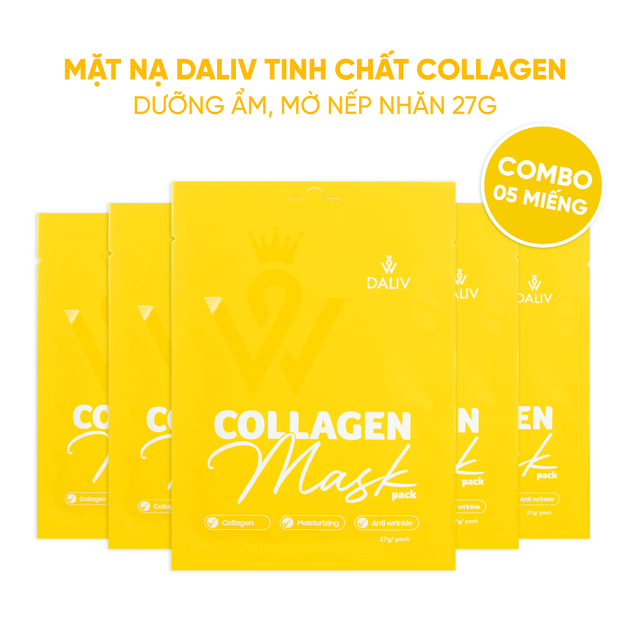 Combo 5 Mặt nạ Daliv tinh chất Collagen dưỡng ẩm, mờ nếp nhăn 27g (DALI0857)