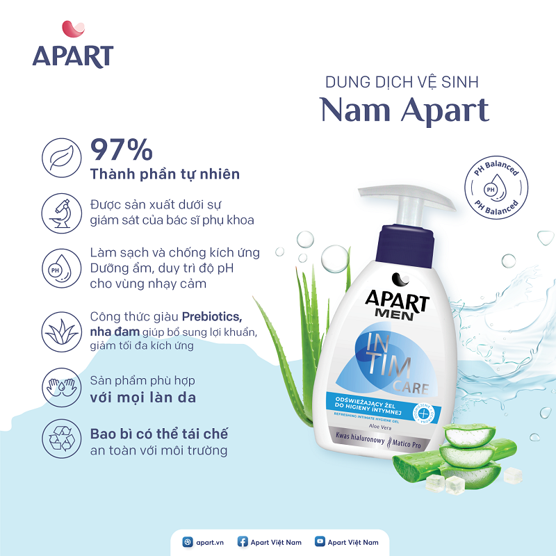 Dung dịch vệ sinh nam Apart Men làm sạch, bảo vệ da 300ML 1