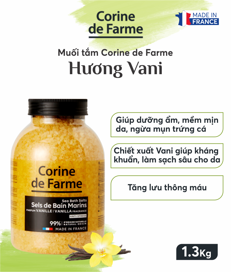 Muối tắm Corine de Farme - Hương Vani 1.3Kg 1