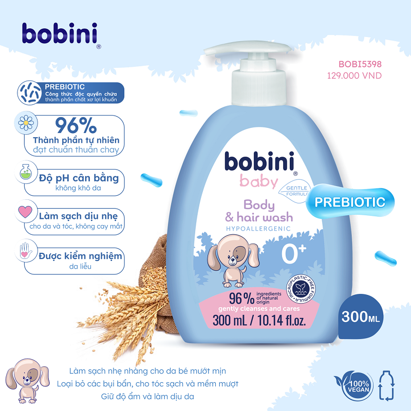 Gel tắm gội trẻ em Bobini Baby dịu nhẹ 1+ ngày tuổi 300ML 1