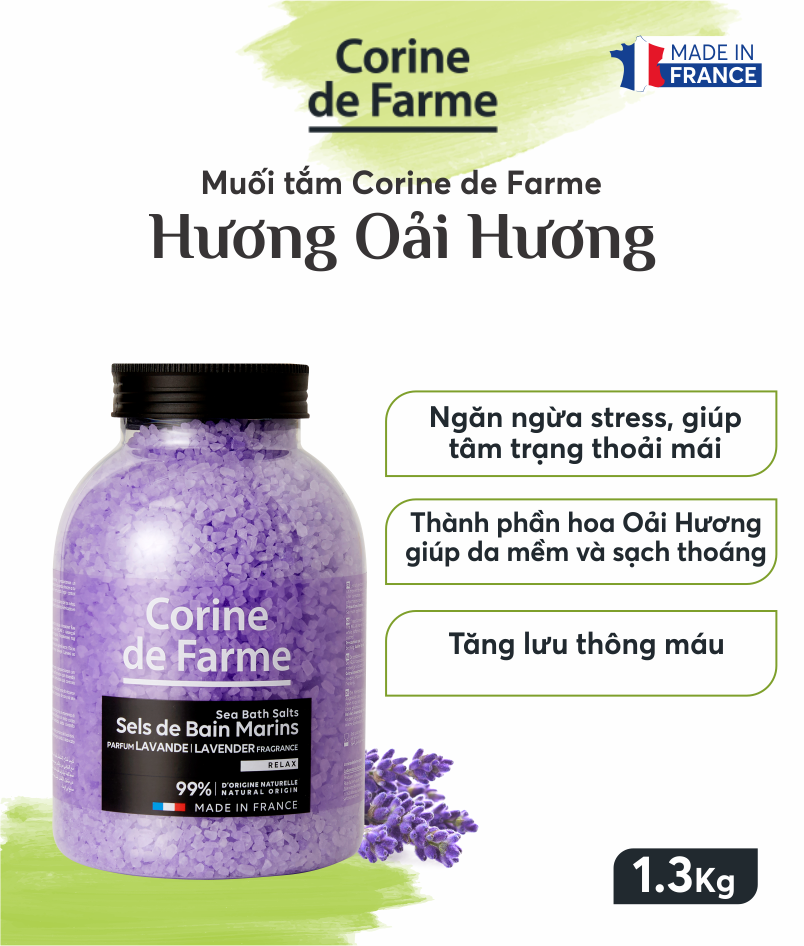 Muối tắm Corine de Farme - Hương oải hương 1.3Kg 1