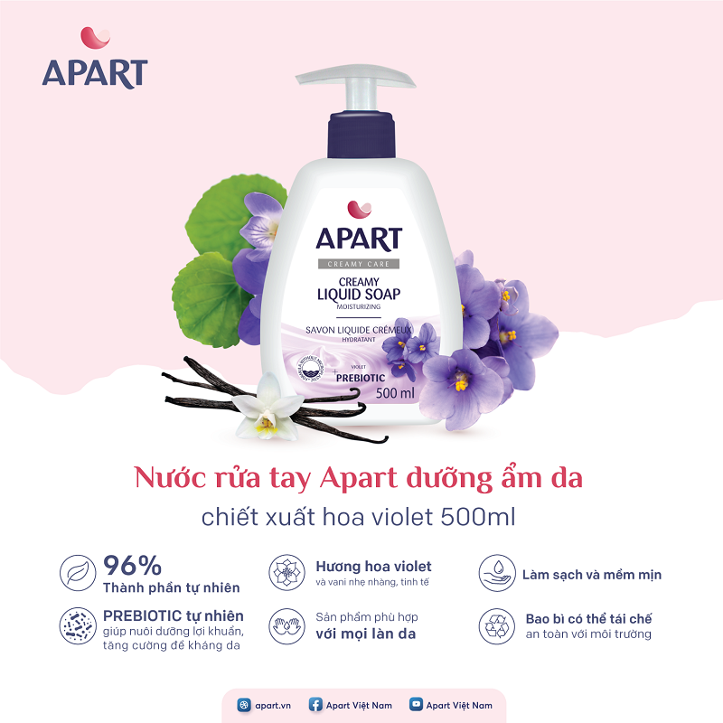 Nước rửa tay Apart dưỡng ẩm da chiết xuất hoa violet 500ML 1