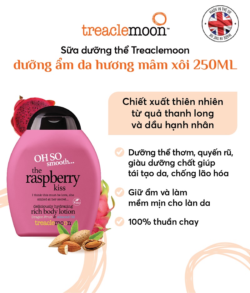 Sữa dưỡng thể Treaclemoon dưỡng ẩm da hương mâm xôi 250ML 1