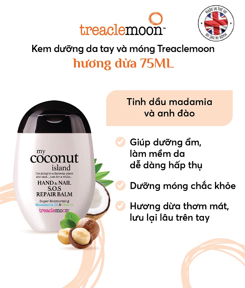 Kem dưỡng da tay và móng Treaclemoon hương dừa 75ML 1