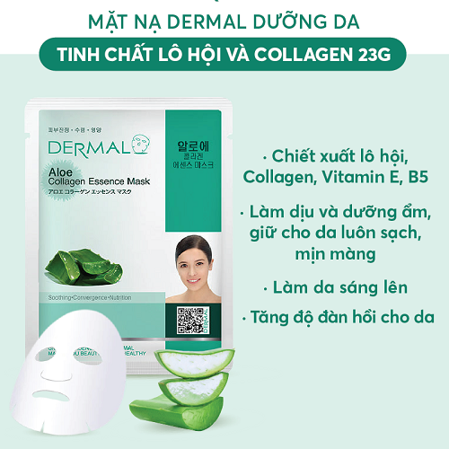 Mặt nạ Dermal dưỡng da tinh chất lô hội và collagen 23g 1