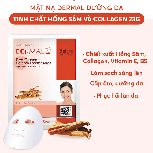 Mặt nạ Dermal dưỡng da tinh chất hồng sâm và collagen 23g 1