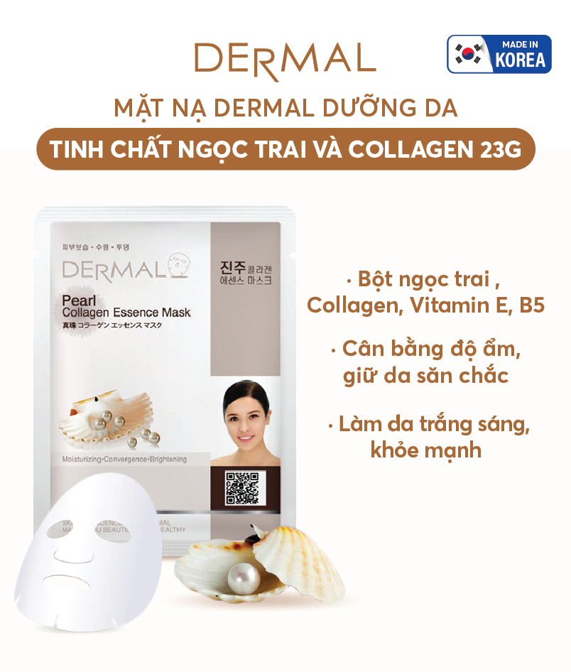 Mặt nạ Dermal dưỡng da tinh chất ngọc trai và collagen 23g 1