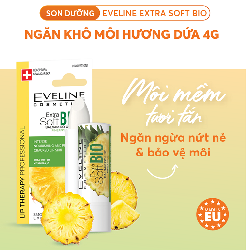 Son dưỡng Eveline Extra Soft Bio ngăn khô môi hương dứa 4g 1