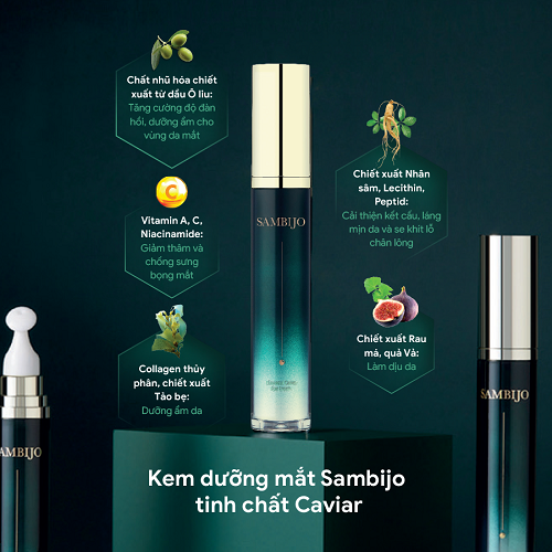 Kem dưỡng mắt SAMBIJO chống nhăn, phục hồi da tinh chất Caviar 15ML 1