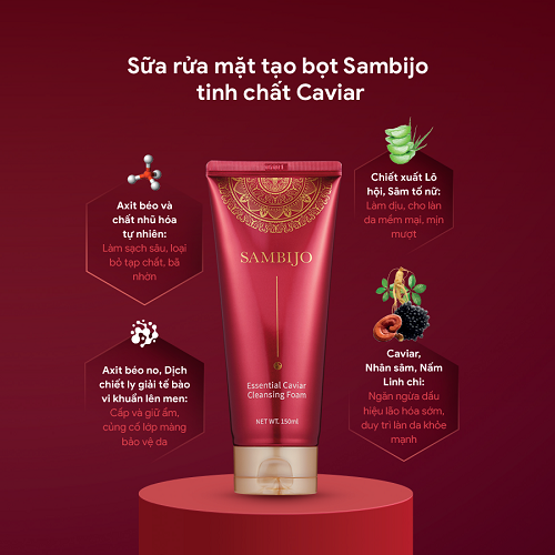 Sữa rửa mặt tạo bọt SAMBIJO dưỡng ẩm tinh chất Caviar 150ML 1