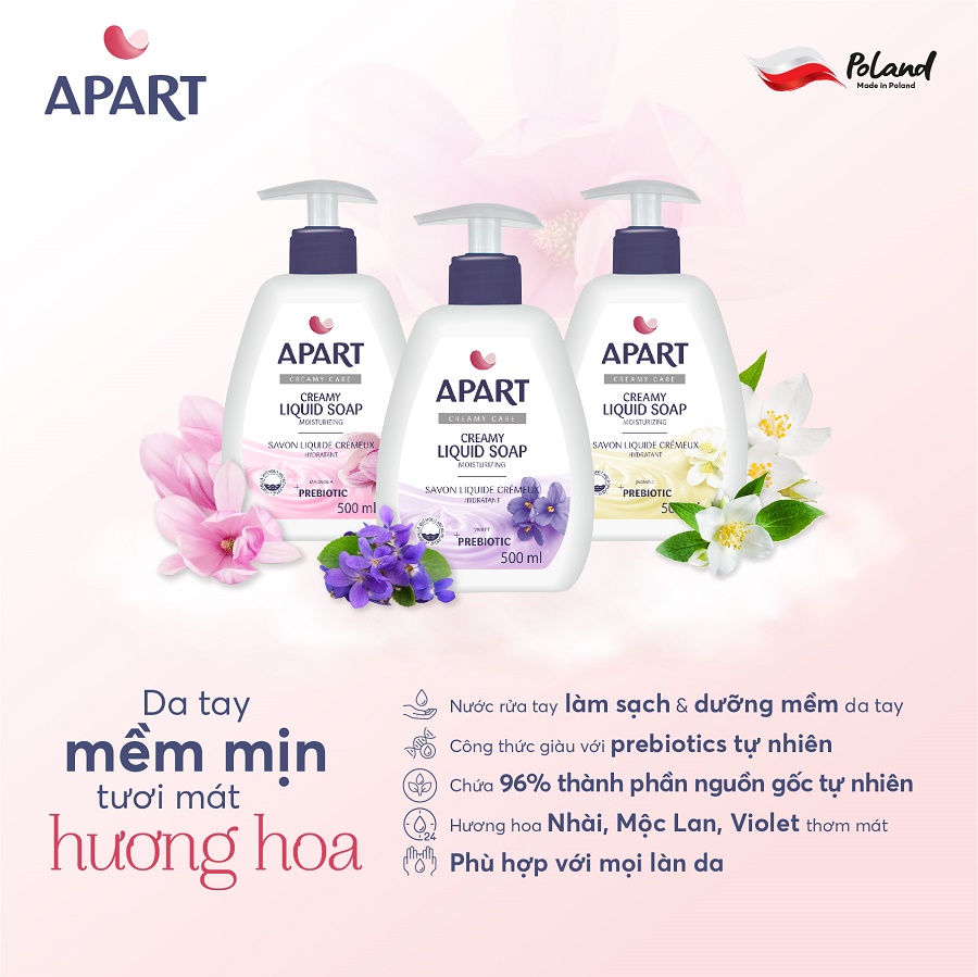 Nước rửa tay Apart dưỡng ẩm da chiết xuất hoa mộc lan 500ML 2