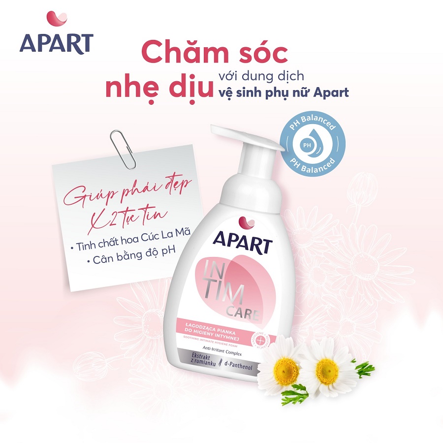 Dung dịch vệ sinh phụ nữ tạo bọt Apart dịu da, kháng khuẩn chiết xuất hoa cúc 300ML 3