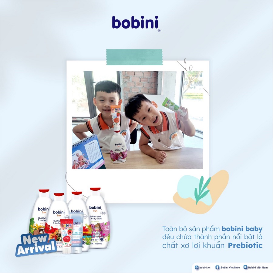 Gel tắm trẻ em tạo bọt Bobini Fun mềm mịn hương táo 1+ tuổi 500ML 2