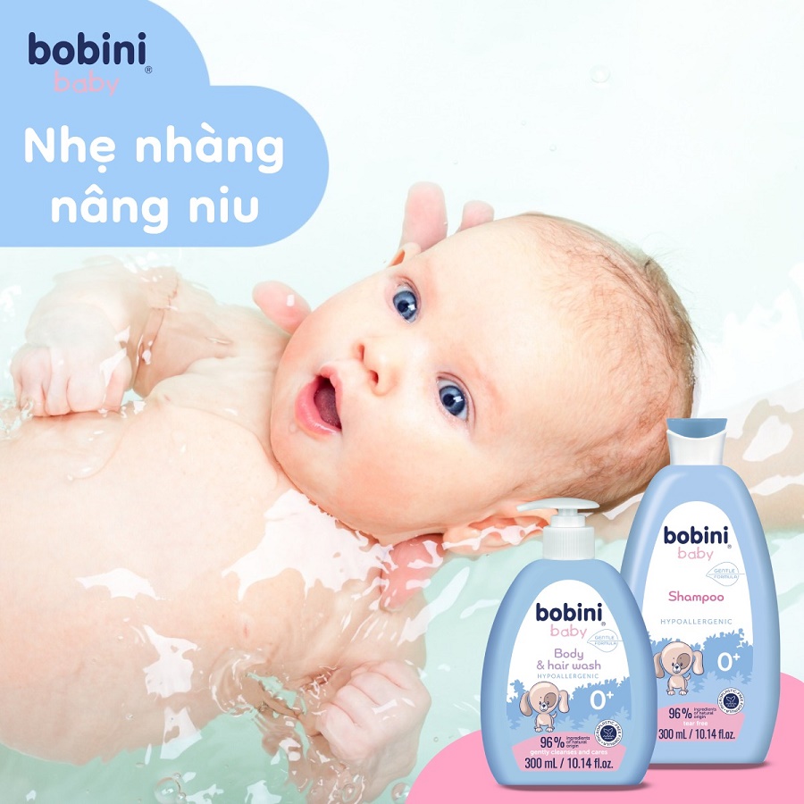 Dầu gội trẻ em Bobini Baby dịu nhẹ, không cay mắt 1+ ngày tuổi 300ML 2