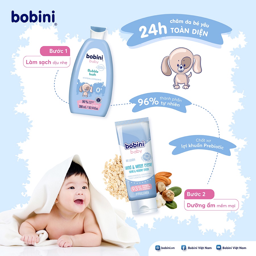 Gel tắm trẻ em Bobini Baby dịu nhẹ 1+ ngày tuổi 300ML 3