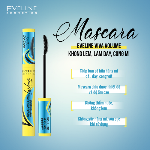 Mascara Eveline Viva Volume không lem, làm dày, cong mi 10ML 1