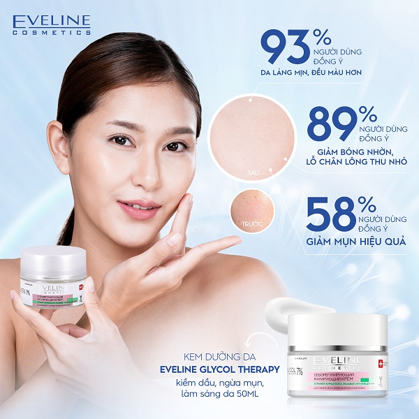 Kem dưỡng da Eveline Glycol Therapy kiềm dầu, ngừa mụn, làm sáng da 50ML 2